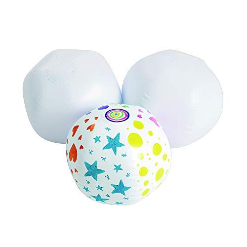 Colorations® Decorate Your Own Inflatable Beach Ball, Set of 12, Craft for Kids and Fun Home Activities, Create unique & personal designs, Fun Kids Craft Project, Craft Project for Boys & Girls