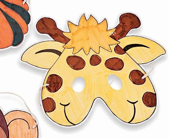 Fun Express Color Your Own Zoo Animal Masks - 12 Make Animal Faces Arts & Crafts Jungle Safari Party Zoo Animal Birthday Party - Kids Crafts Activities DIY Party favors - Dress Kids Home Activities