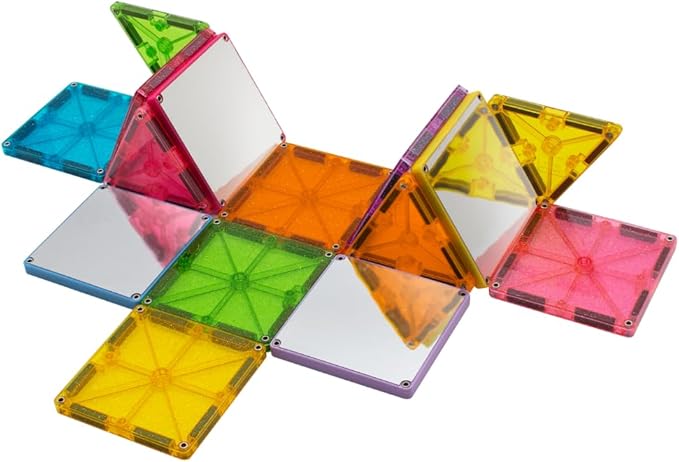 MAGNA-TILES Stardust 15-Piece Magnetic Construction Set, The ORIGINAL Magnetic Building Brand, 3-99 Years with 4 Mirrored Squares