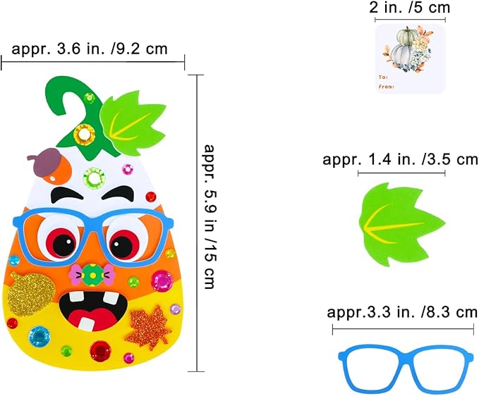 Winlyn 24 Sets Halloween Craft Kits for Kids Goofy Candy Corn Foam Individual Craft Kits Fall Arts and Crafts Autumn Foam Stickers for Kids Thanksgiving Halloween Home Classroom Activities Party Favor