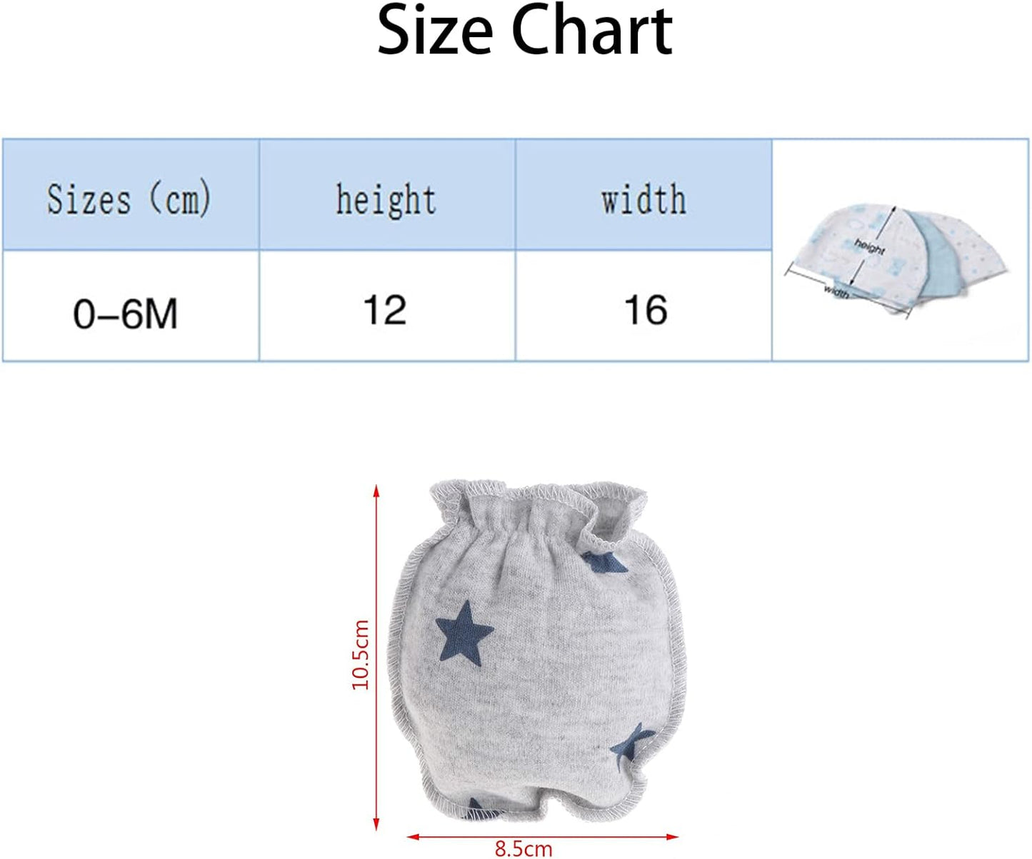 Baby Hat and Mittens Set Newborn Baby Hats Caps for Baby Boys Girls 0-6 Months 100% Cotton