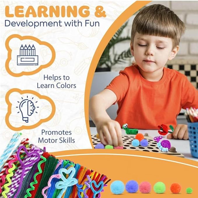 URSDIART 1000+Pcs Art and Craft Supplies, Colored Beads and Pipe Cleaners Crafts, Art Supplies DIY Craft Kit Beads for Bracelets Making Jewelry Necklace, Gift for Girls and School Supplies