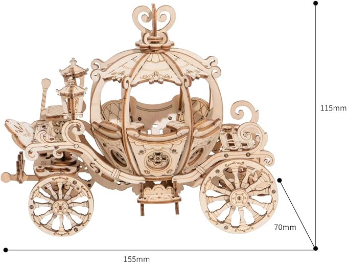 Rolife 3D Wooden Puzzle Wood Craft Kit-DIY Model Toy-Home Decoration-Best Educational Christmas Birthday Day Gift for Boys Girls Friends Son Adults (Pumpkin Carriage)