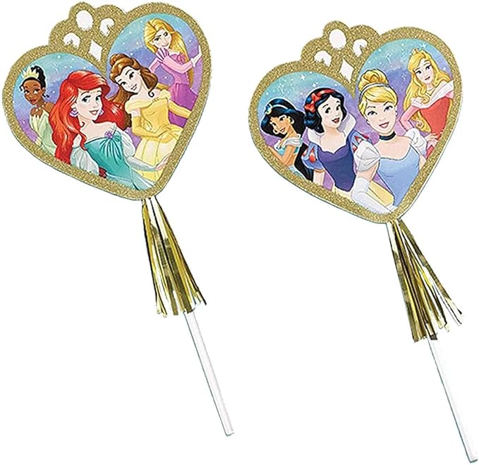 Magical Disney Multicolor Princess Paper Wands - 10.5" x 5" (Set of 8) - Enchanting Designs, Perfect Party Favor & Creative Decor