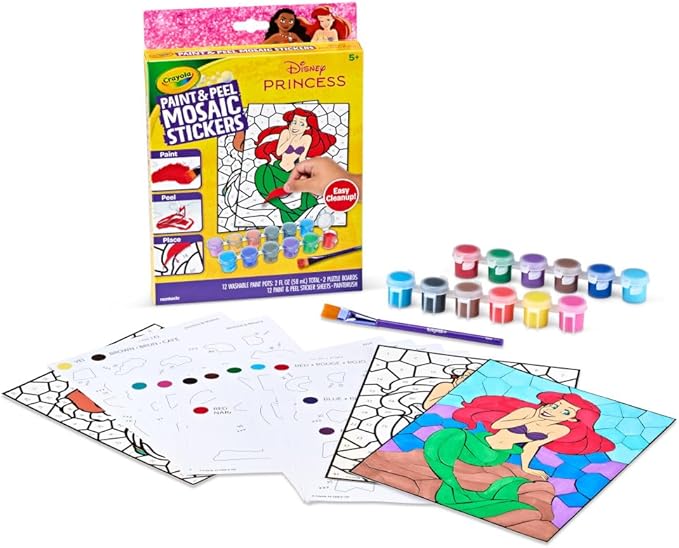Crayola Paint & Peel Mosaic Stickers (20+ Pcs), Paint by Number for Kids, Mosaic Arts & Crafts, Kids Washable Paint, Sticker Sheet