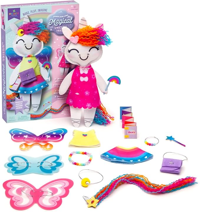 Craft-tastic —Make a Unicorn Friend Craft Kit — Learn to Make Easy-to-Sew Stuffie with Clothes & Accessories — Ages 4+
