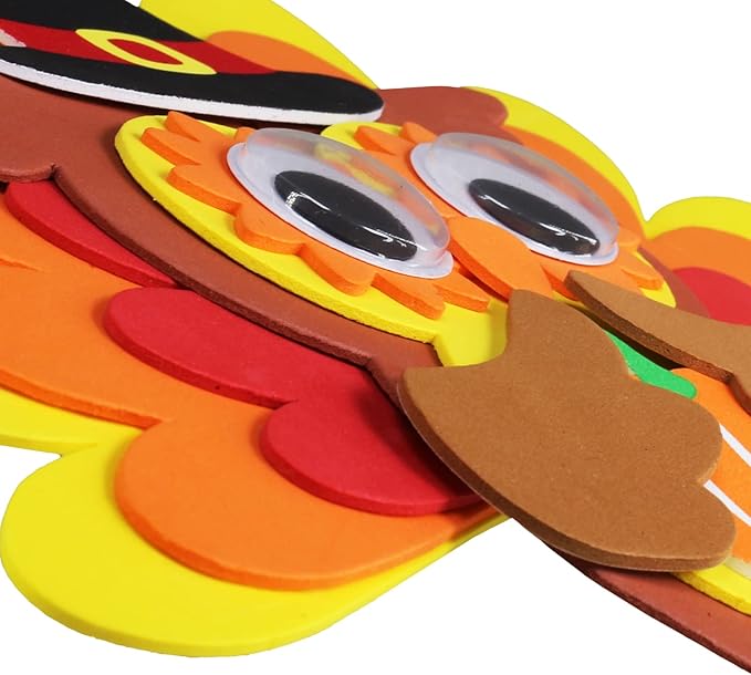 Winlyn 24 Sets Thanksgiving Owl Ornaments Decorations Art Sets DIY Thanksgiving Craft Kits Fall Crafts Pumpkin Sunflower Turkey Foam Stickers Arts and Crafts Googly Eyes for Kids Classroom Activities