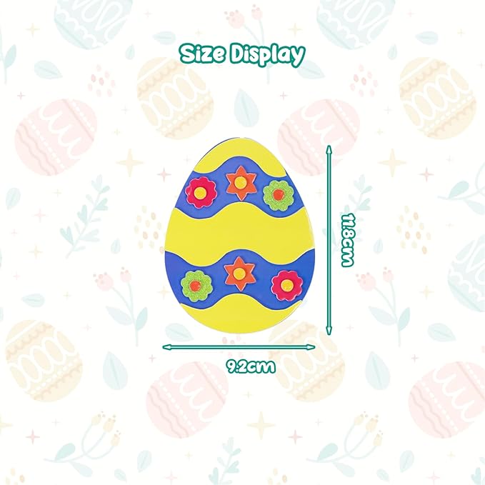 Fennoral 12 Pack Easter Egg Craft Kit for Kids Make You Own Egg Foam Stickers Ornament DIY Easter Arts and Crafts for Easter Art Activites Home School Easter Decoration