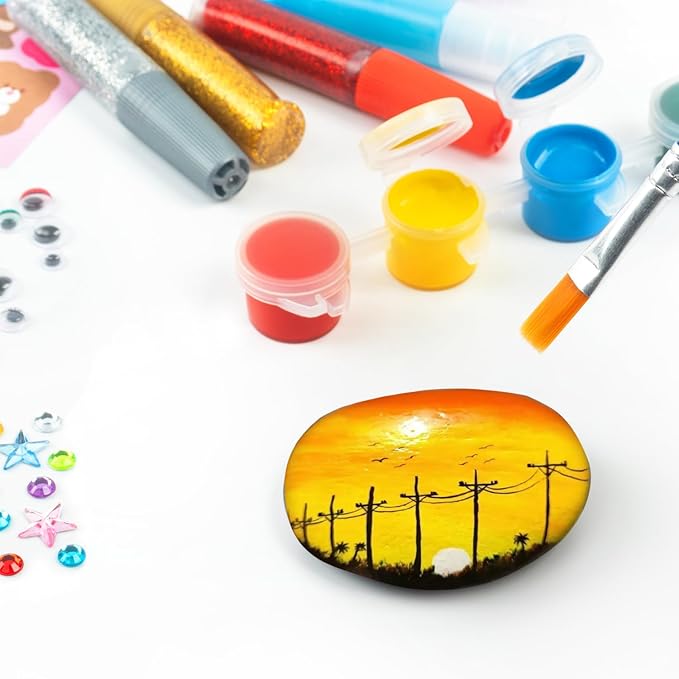 TJRTJR Rock Painting Kit-Glow in The Dark Rocks Kit-Pet Rocks for Kids-Arts and Crafts for Kids-Crafts Painting Kit-Birthday Gift for Kids Ages 6-9-Rock Painting kit for Adults-Rock for Painting