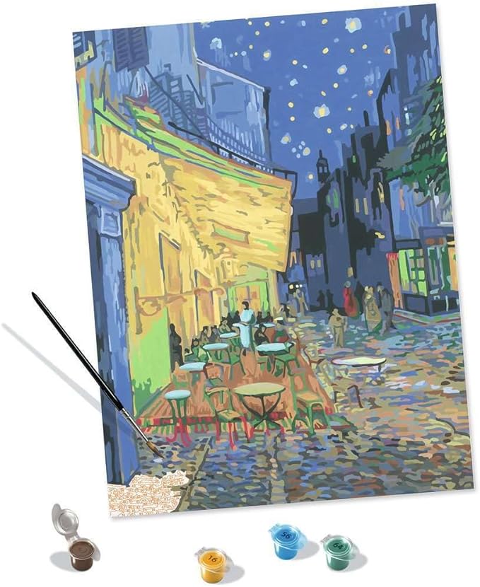 Ravensburger Van Gogh: Café Terrace at Night Paint by Numbers Kit for Adults - 23519 - Painting Arts and Crafts for Ages 14 and Up
