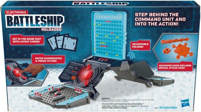 Hasbro Gaming Electronic Battleship Reloaded Board Game, Naval Combat Strategy Game with Sounds, Lights, Special Attacks, Ages 8 and Up, 1-2 Players