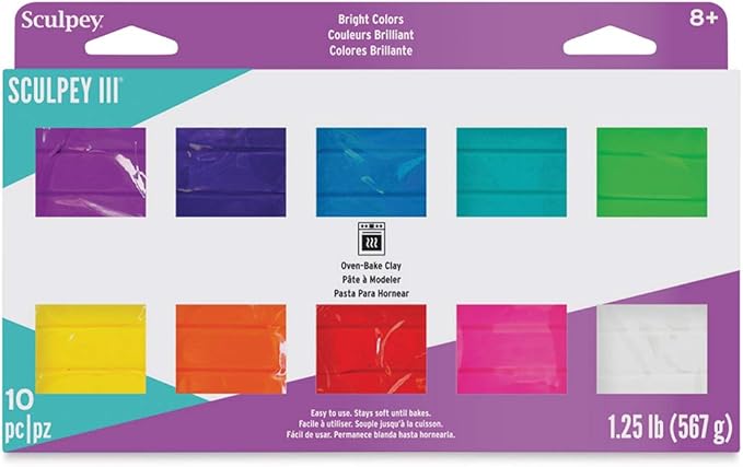 Sculpey III Pack of 10 Bright Ideas (Intense Colors)