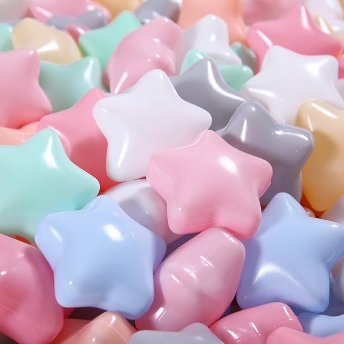 GOGOSO Star Ball Pit Balls for Kids - 100pcs Friendship Bracelet Balls Play Balls Soft Plastic Balls for Toddler Ball Pits Play, Pool Tent Party Favors Summer Water Bath Toy