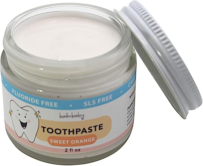 Kids All Natural Fluoride Free Toothpaste with Xylitol, SLS Free, Vegan, Gluten Free, BPA Free, Zero Waste, Mint, 2 fl oz