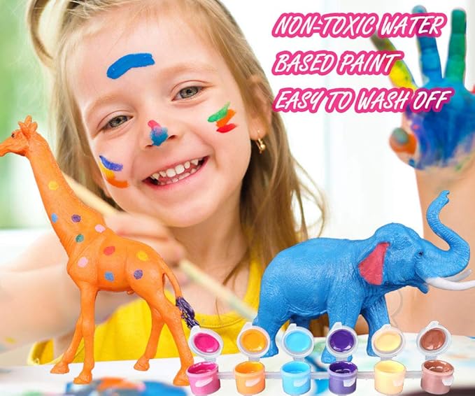 Yileqi Safari Animal Painting Kit for Kids Crafts and Arts Set, Jumbo Jungle Animal Toy Art and Crafts for Boys Girls Age 4 5 6 7 8 Years Old, DIY Paint for Kid Activities Birthday Gift