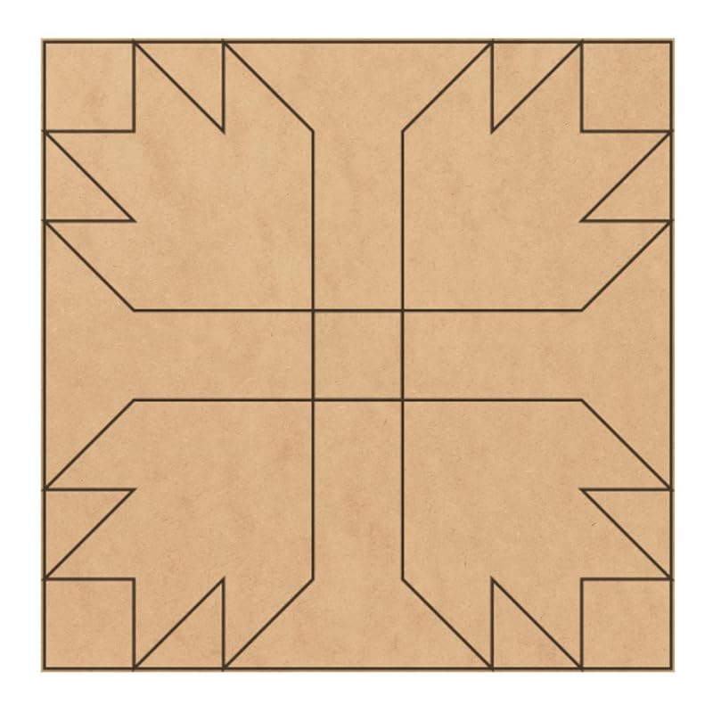 Maple Leaf Unfinished Barn Quilt Wooden Sign, Country Decor Canvas Quilts Blocks (12 inches, Bear Paw)