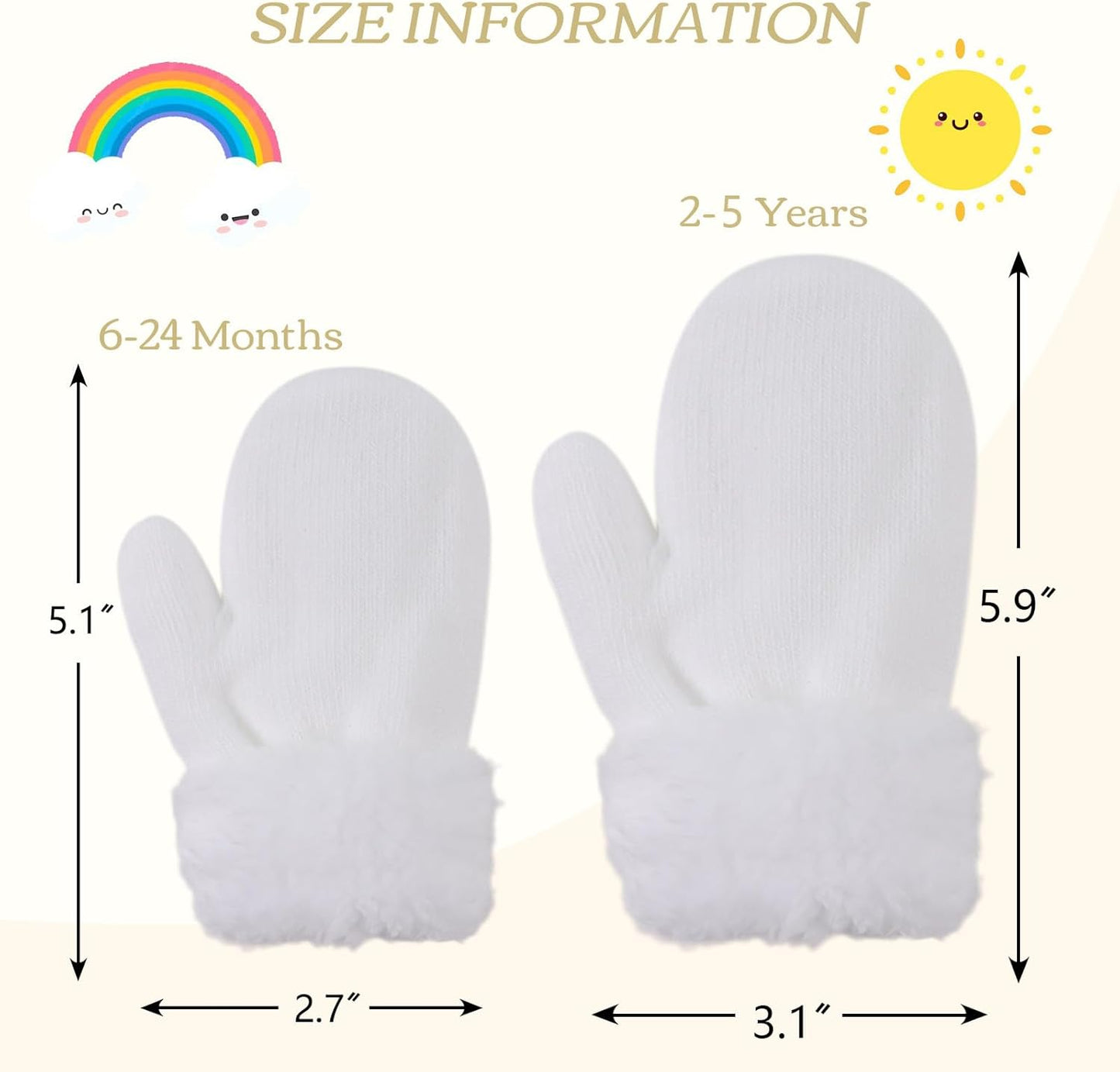 PESAAT Baby Girl Mittens Fleece Toddler Boy Mittens Warm Kids Winter Gloves Unisex Cold Weather Baby Gloves