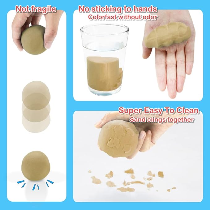 Play Sand Kit, 54Pcs Sandbox Toys Set for Boys Girls, 3lbs Magic Beige Sand, Mold Tools, Inflatable Tray, Storage Box, Funny Birthday Christmas Gift