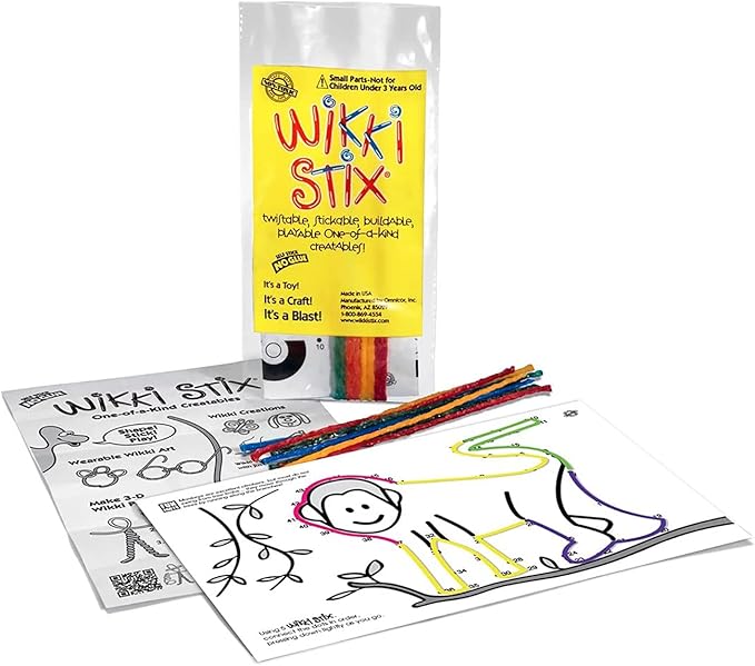 WIKKI STIX Animal Activity Pak - Features 12 Zoo Animals with Hands-on Activity and Fun Fact on Each, Made in The USA! Multiple Colors !