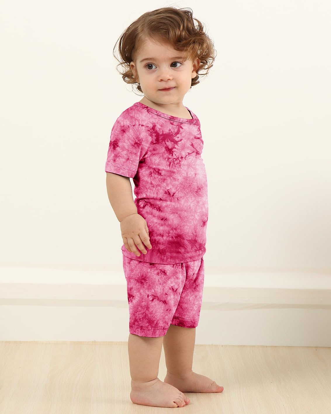 Jimonda Baby/Toddler Soft Sleepwear Short sleeve Kids Cool Pajama Outdoor 2-Piece Shirt&Shorts Casual sets Tie Dye PJ