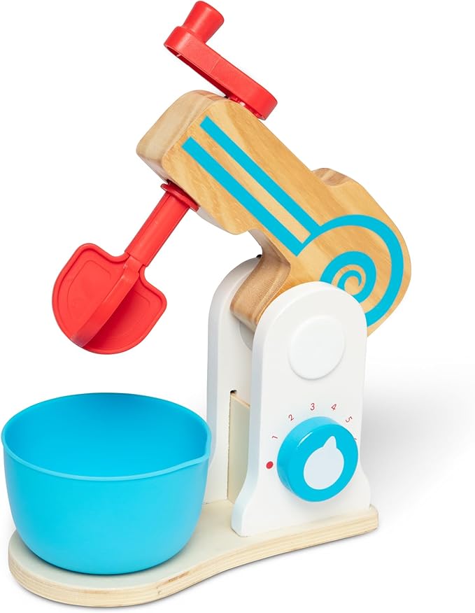 Melissa & Doug Wooden Make-a-Cake Mixer Set (11 pcs) - Play Food and Kitchen Accessories Kitchen Playset Accessories, Pretend Play Toys For Kids Ages 3+