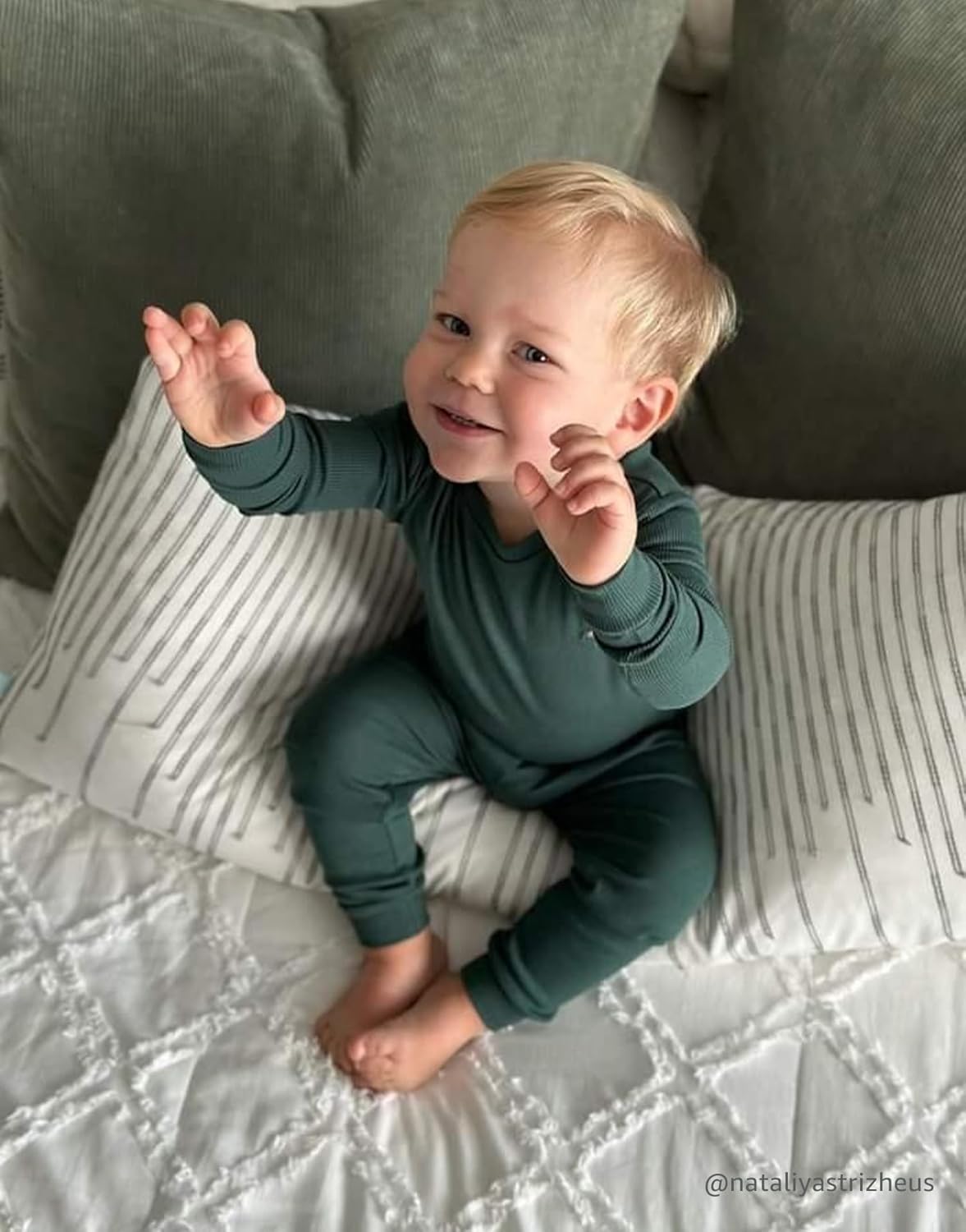 moimoln Pajamas Set 6M-5Y Solid Ribbed Unisex Baby & Toddler, Soft Viscose, Snug-Fit, Everyday Sleepwear