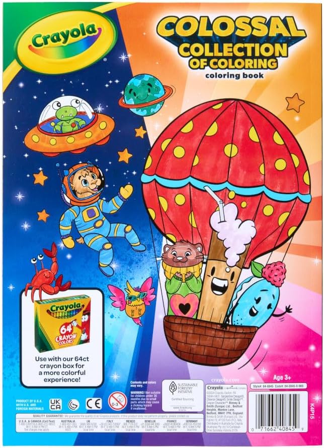 Crayola Colossal Collection of Coloring, 288 Coloring Book Pages, 2 Sticker Sheets, Coloring Book for Kids, Toddler Travel Activity, 3+