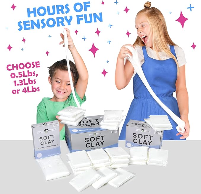 Original Stationery Soft Clay for Slime, XL White Modeling Clay for Art Crafts & Slime Fun, Add to Glue & Shaving Foam to Make Butter Slimes, 3.9lbs/1800 Grams