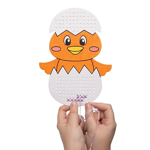 Baker Ross AT505 Easter Color in Cross Stitch Kits - Pack of 5, Embroidery Kits for Beginners, Ideal Kids Arts and Crafts Project