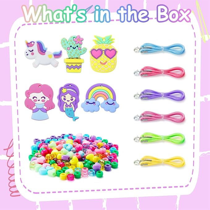 aowenxi Beads Jewelry Making Kits for Girls 4-6, Cute Charms DIY Arts Crafts Gifts Toys for Girls Birthday