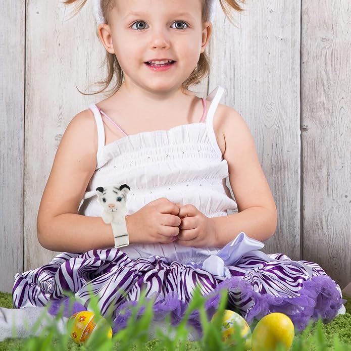 LUOZZY Tiger Slap Bracelet Animal Slap Band for Stuffed Tiger Bracelet Jungle Themed Kids Birthday Party Supplies (White Tiger)