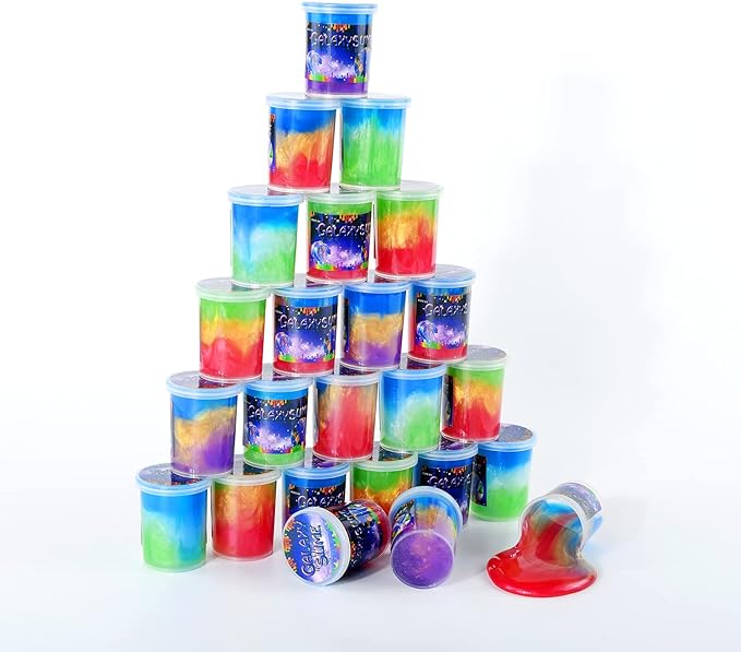 Marbled Starry Slime, 24 Pack Colorful Sludgy Gooey Fidget Kit for Sensory and Tactile Stimulation, Stress Relief, Prize, Party Favor, Educational Game - Kids, Boys, Girls