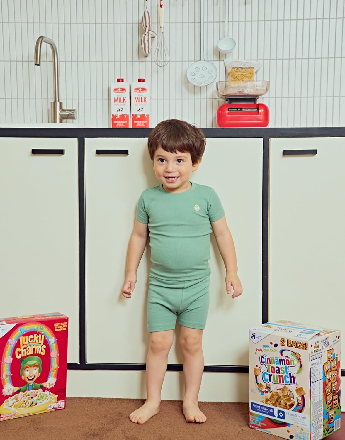 moimoln Pajamas Set 6M-5Y Solid Ribbed Unisex Baby & Toddler, Soft Viscose, Snug-Fit, Everyday Sleepwear