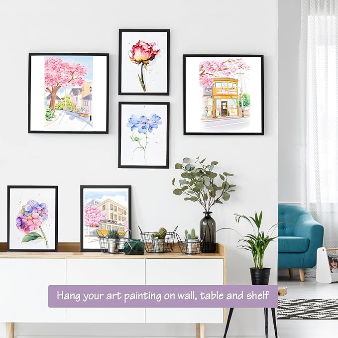 Paint with Water Coloring Book DIY Watercolor Painting for Adult 2 Pack Art Craft Travel with Relaxation for Kids Beginners Flower Scenery 12.4 * 8.8"