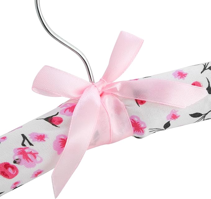 Juvale 12 Pack Satin Padded Baby Hangers for Closet, Nursery, Baby Clothes, Pink Floral Design (9.5 in)