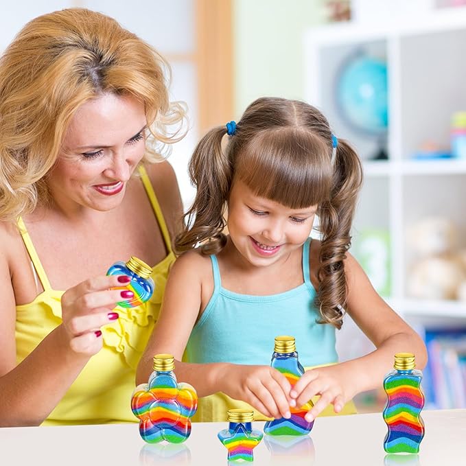 Tanlade 50 Pcs Sand Art Bottles Plastic Sand Art Containers with 10 Funnels Sand Art Bottles Kits for Kids Craft Collection Bottles for Craft DIY Art Activity Party Group, Sand Not Included (Gold)