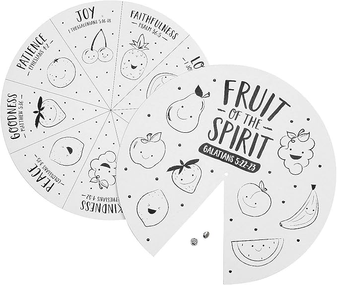Fun Express Fruit of The Spirit Coloring Wheel - Makes 12 - DIY Religious Craft for Kids