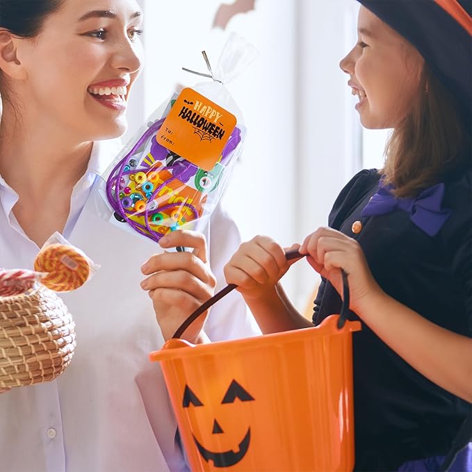 Winlyn 24 Sets Halloween Craft Kits DIY Halloween Art Sets Spider Bat Ghost Pumpkin Foam Halloween Stickers for Kids Fall Home Classroom Activities Trick-or-Treat Party Favors