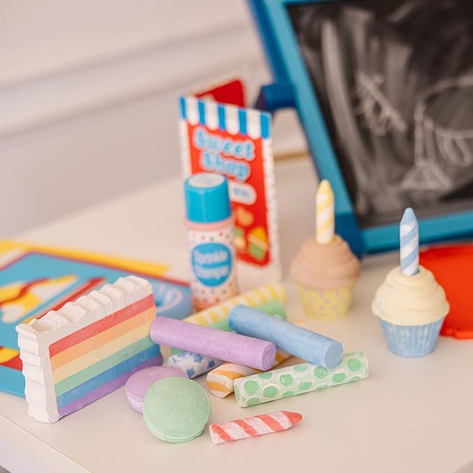 Melissa & Doug Sweet Shop Multi-Colored Chalk and Holders Play Set - 33 Pieces, Great Gift for Girls and Boys