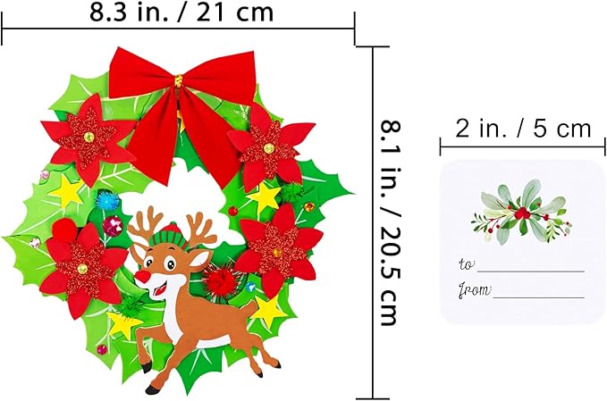 Winlyn 12 Sets Christmas Craft Kits Winter Crafts DIY 3D Christmas Wreath Ornaments Art Sets Santa Snowflake Snowman Christmas Foam Stickers Arts and Crafts for Kids Holiday Home Classroom Activities