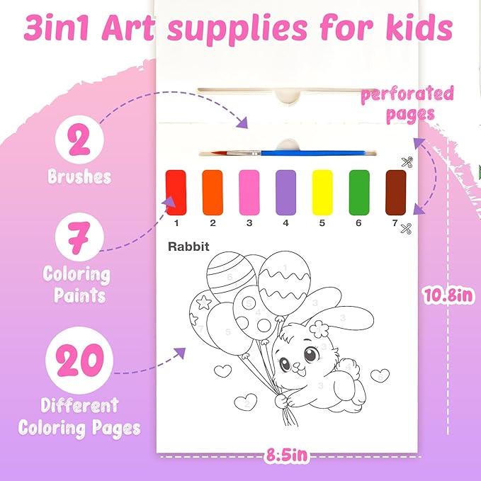 Water Coloring Books for Toddlers - Easter Basket Stuffers Watercolor Paint Book Drawing Art Paper for Kids Mess Free Craft Supplies kit Toy for Age 3 4 5 6 Valentines Birthday Gift(Unicorn)