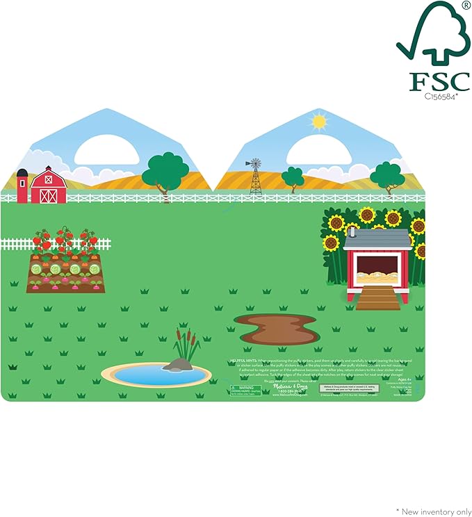 Melissa & Doug Puffy Sticker Play Set - On the Farm - 52 Reusable Stickers, 2 Fold-Out Scenes - FSC Certified