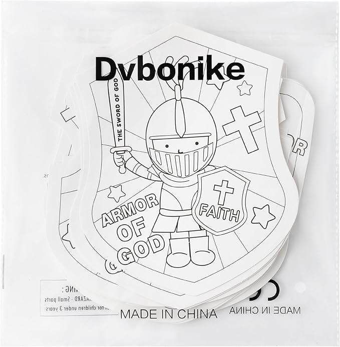 Dvbonike 24Pcs Sunday School Crafts for Kids Color Your Own Armor of God Craft Kit Religious Christian Coloring Card Soldier with Shield and Sword Drawing Party Gifts VBS Home Classroom Decor Supplies