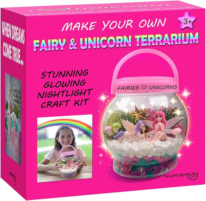 Make Your Own Light-Up Fairy & Unicorn Terrarium Arts and Crafts for Kids, Fairy Gifts for Girls Ages 4 5 6 7 8 9 10 Years, Best DIY Art Set, Unicorns Gifts & Little Girls Fairy Toys Birthday Present
