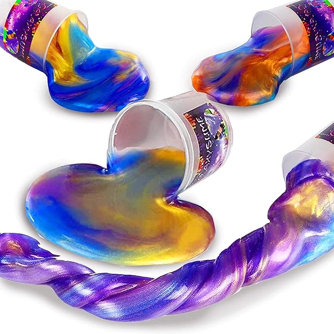 Marbled Starry Slime, 24 Pack Colorful Sludgy Gooey Fidget Kit for Sensory and Tactile Stimulation, Stress Relief, Prize, Party Favor, Educational Game - Kids, Boys, Girls