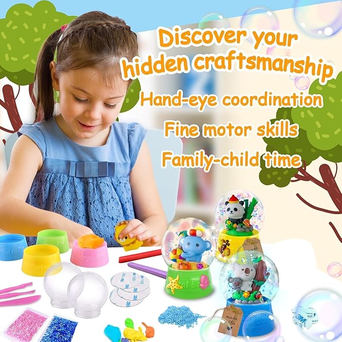 Animal DIY Snow Globe Kit - Make Your Own Water Globe Zoo Stem Projects DIY Activities Clay Toys Christmas Birthday Holiday for Girls Ages 4 5 6 7 8-12 Year Old Arts and Crafts Kit for Kids