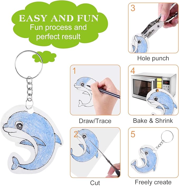 ASTARON 181Pcs Shrinking Plastic Sheets Kit Includes 20 Shrinking Film Art Paper and 161 Pcs Shrinkles Keychains Making Accessories for Kids Craft and Art Supplies