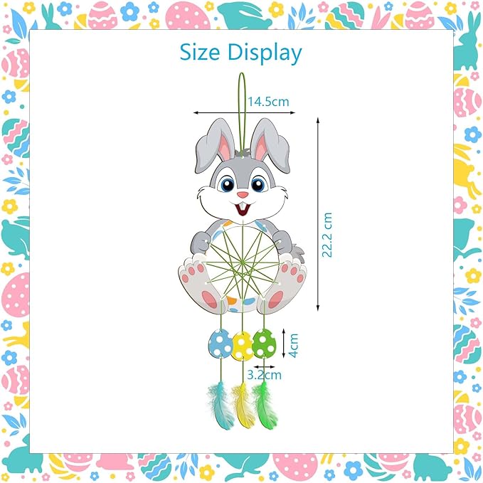 Fennoral 5 Pack Bunny Dream Catcher Craft Kit for Kids Paint You Own Easter Rabbit Dream Catcher Ornament DIY Coloring Wooden Easter Art and Craft for Art Activity Project Easter Decoration