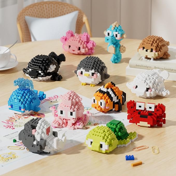 Marine Animals Building Blocks Sets Mini Building Blocks Ocean Animal Sea Creatures Building Blocks Set Mini Building Blocks Toys STEM Gifts for Kids Adult(Penguins)