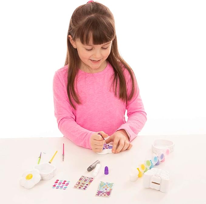 Melissa & Doug Created by Me! Favorite Things Craft Kits Set: Decorate-Your-Own Flower and Heart Treasure Boxes and Butterfly Bank